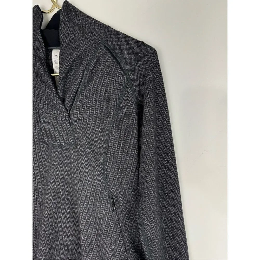 Lululemon Women's Charcoal Black Think Fast Pullover Hoodie Sweatshirt Size 4